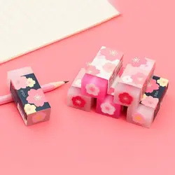 3pcs Cherry Blossoms Rubber Erasers Pink Lovely Sakura Petal Sketch Painting Pencil Correction Tool School A7614