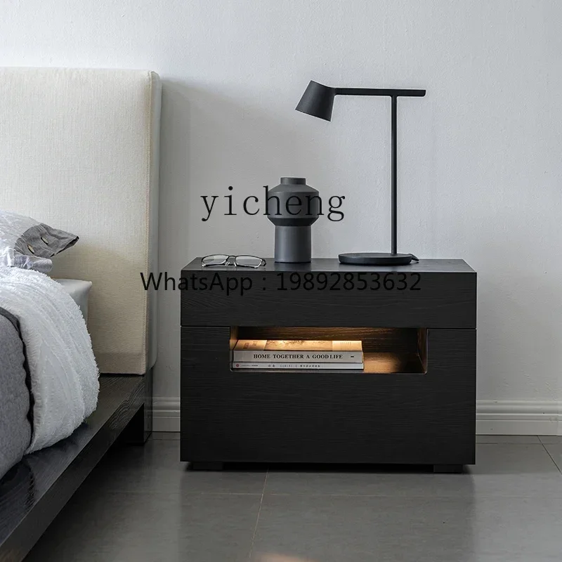 

K8 Minimalist Bedside Table Modern Minimalist with Light Integrated Bedside Cabinet Bedroom Locker