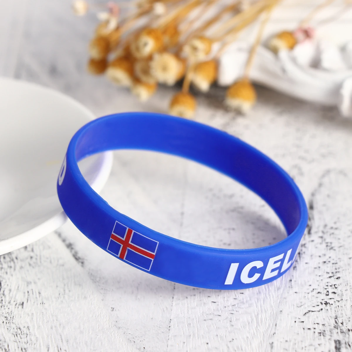 

6Pcs Silicone Country Wristbands Sports Bracelets Soft Comfortable Durable Football Soccer Fans Cheer Flag Bands