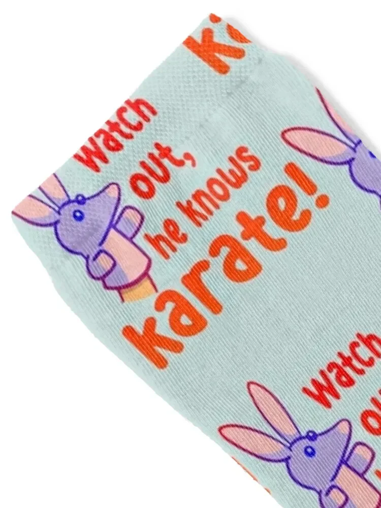 Watch out,he knows karate Socks aesthetic hip hop winter thermal Toe sports Boy Socks Women's