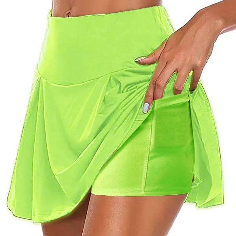 Calça falsa de duas peças para senhoras, saia de cintura média, estilo simples de lazer, cor sólida, bolso, moda sexy, quente, novo, verão, 2023