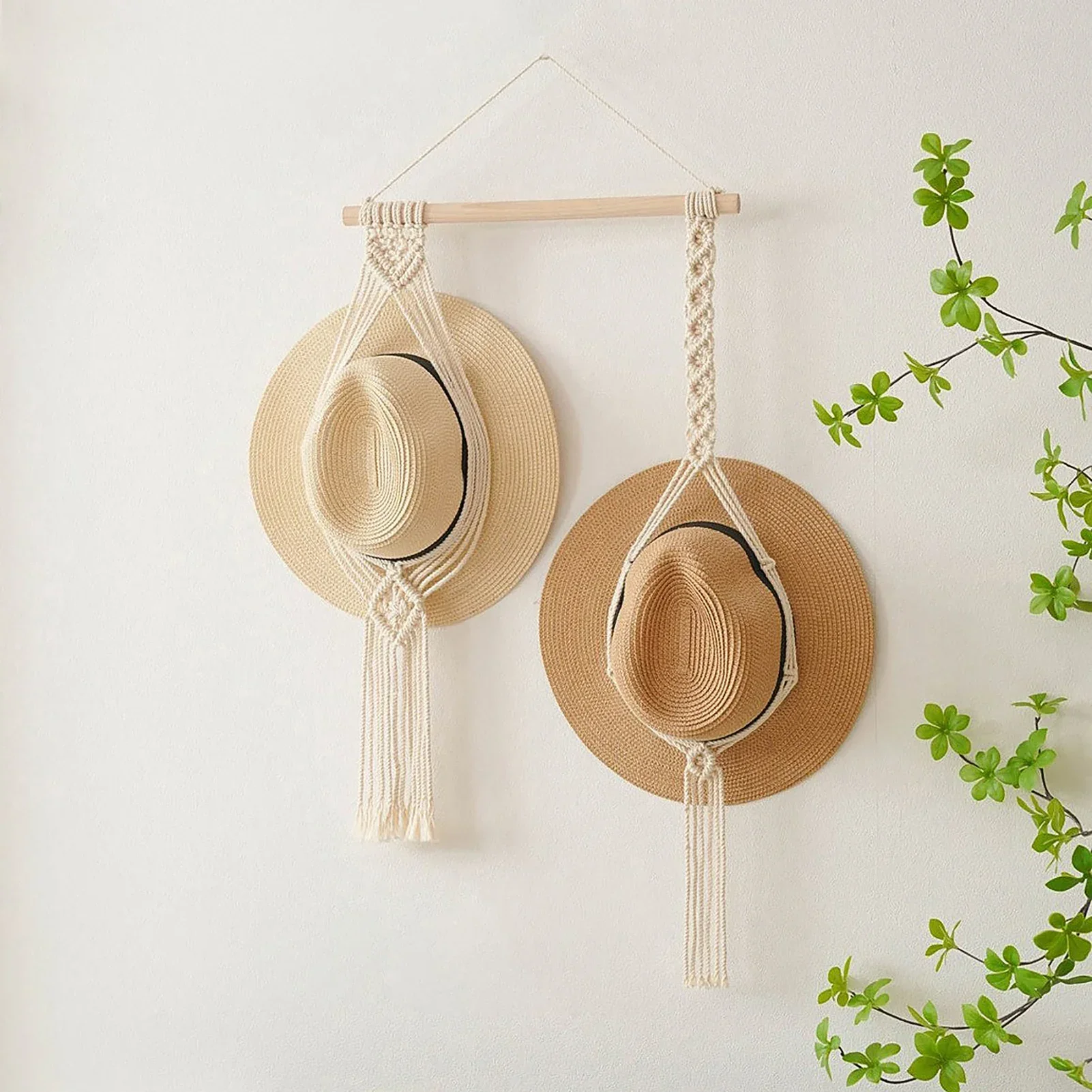 

Hat Organizer for Wall Hanging, Hand-Woven Cotton Rope Wall Hanging Hat Organizer, Decorative Tapestry for Hat Display No Hats