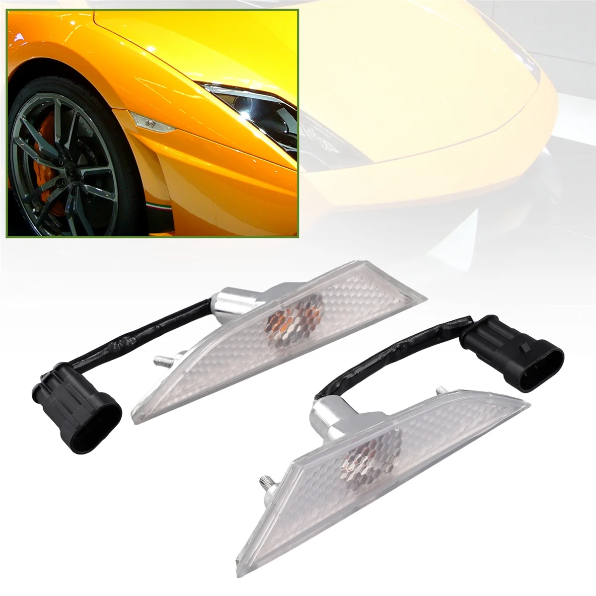 #138B Car Front Side Corner Light Turn Signal Indicator Side Marker Parking Lamp for Lamborghini Gallardo LP560 LP570 (ABS)