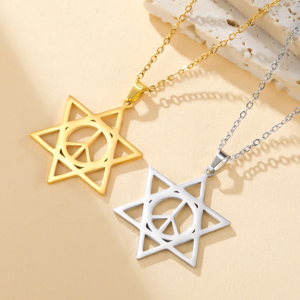 Dawapara Star of David Peace Symbol Necklace Peace Sign Jewish Hexagram Pendant Protection Talisman Stainless Steel Jewelry