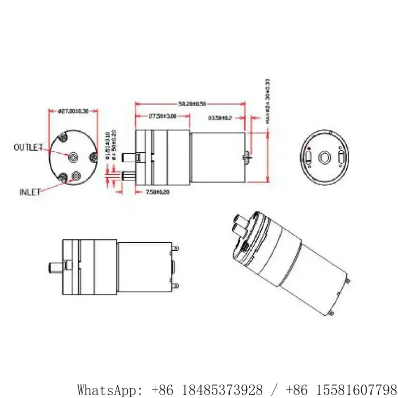Micro Air Diaphragm Pump for Particle Counter 1L 2.83L/min Sampling Vacuum Pump Laboratory Testing Equipment Accessory