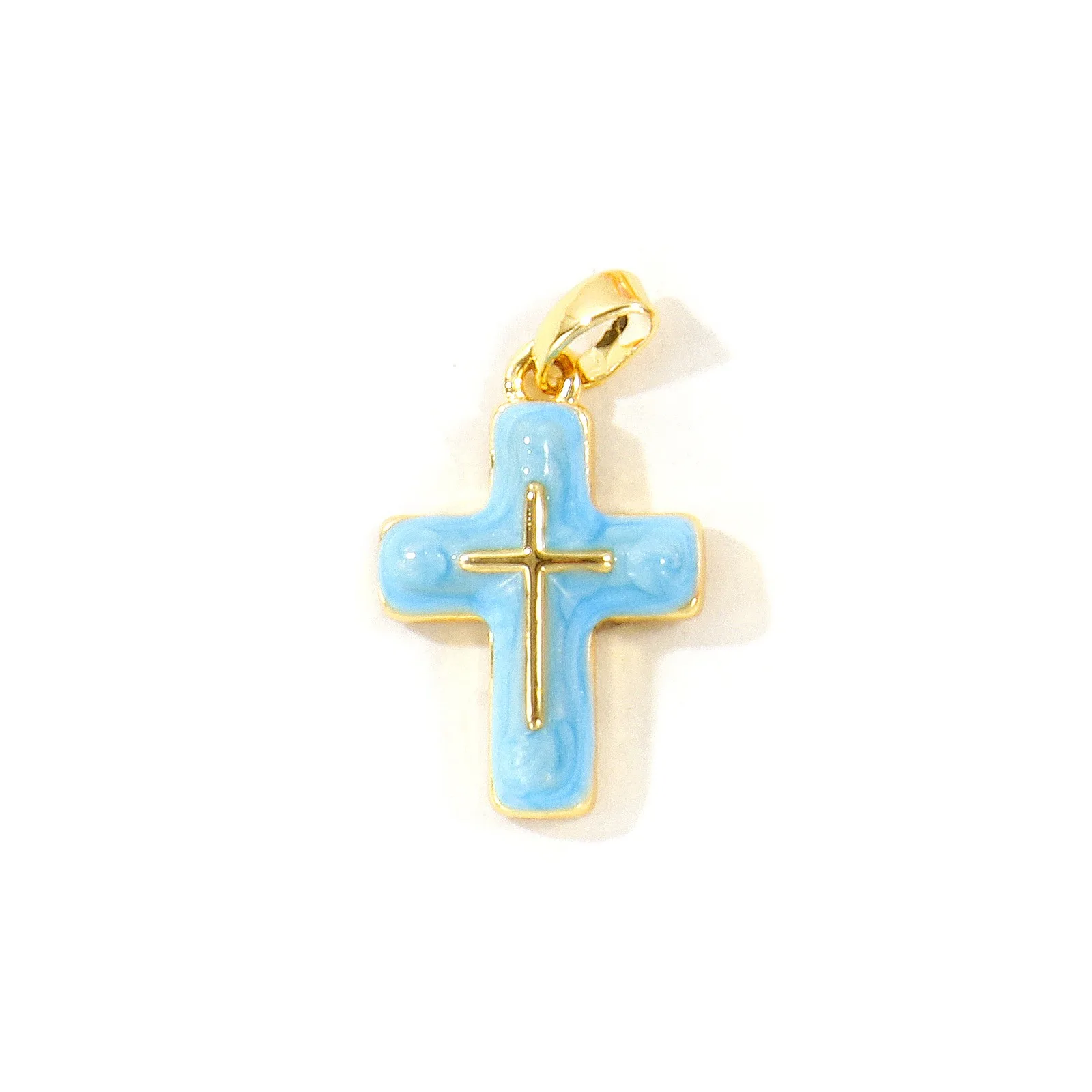 2 Stück religiöse Kreuzanhänger, mehrfarbige Zirkonia, 18K vergoldetes Messing, Anhänger für DIY-Halsketten-Schmuckherstellung, Großhandel – Detail 3