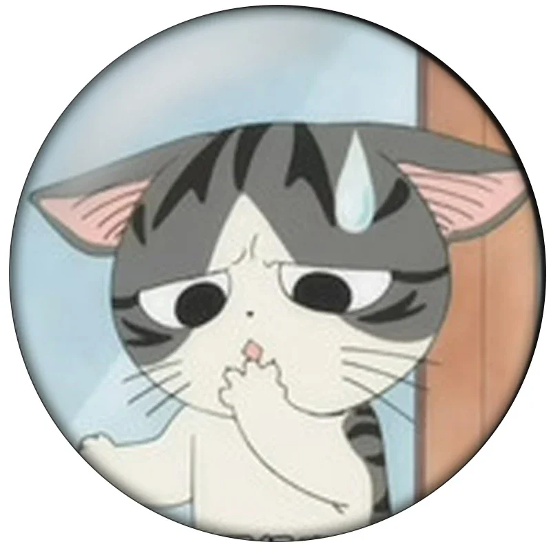 24pcs Cartoon Cute Cat Animal Painting Glass Snap Button Round Photo Glass Cabochon Demo Flat Back Making Findings H027