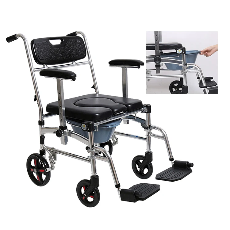 Factory Commode Chair Toilet Chair Casters for Handicap and Seniors Folding Anti-Slip Drive Medical for Easy User Transfer