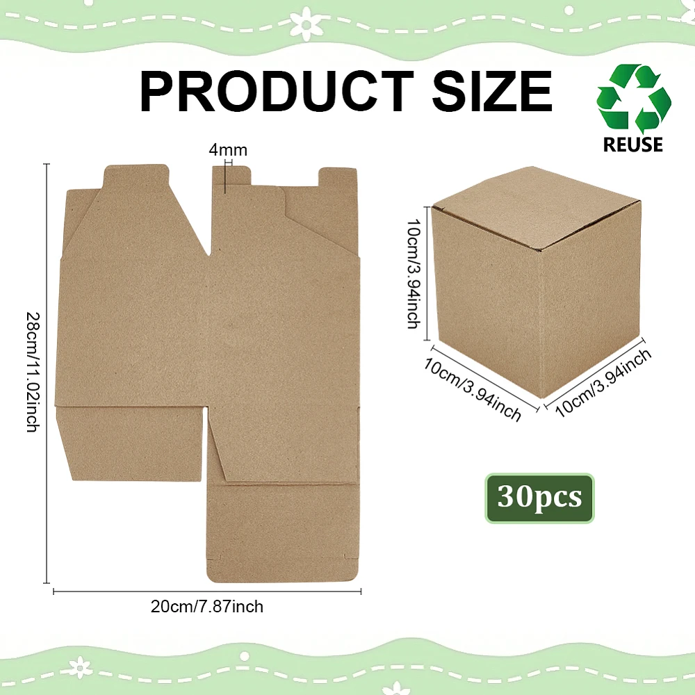 30pcs Brown Gift Boxes Square Paper Boxes 3.9x3.9x4 Inch Small Party Favor Box Gift Wrap Boxes with Lids