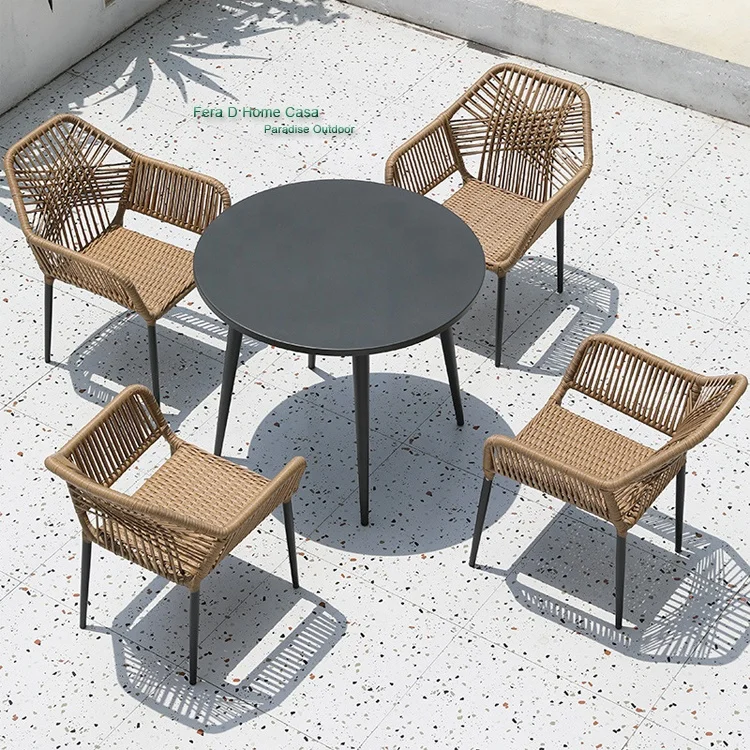 Outdoor Patio Furniture Set Chair And Table Plastic Wood Rattan Garden Table Set
