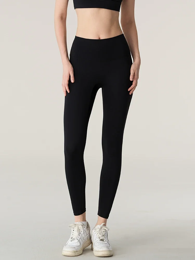 Einfarbige Damen-Yogahose mit hoher Taille, keine unangenehme Linie, Hüftlift, Komfort, atmungsaktiv, für Pilates, Fitness, Laufen, Sport-Leggings