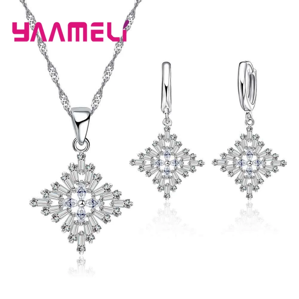 Luxury Wedding Jewelry Set 925 Sterling Silver Cubic Zircon Stone Choker Necklace Lever Back Earring for Women Gifts