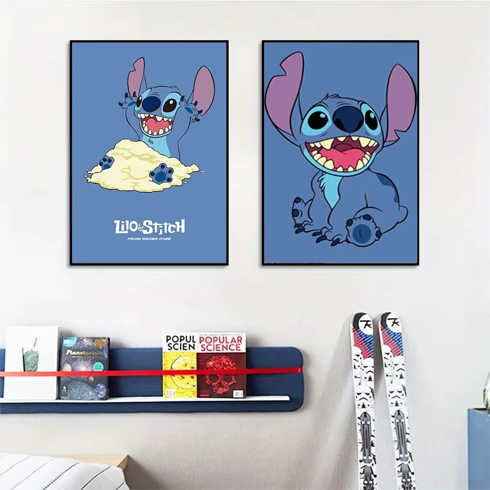 مينيسو ديزني غرزة شخصيات كرتونية Crt الملصقات غرفة المعيشة الديكور النمط الاسكندنافي غرفة الأطفال قماش HD الطباعة #3