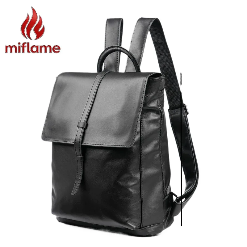 

Genuine Crazy Horse Leather Backpack Unisex Padded Laptop Compartment Travel Outdoor Business Casual Commuter minimalist