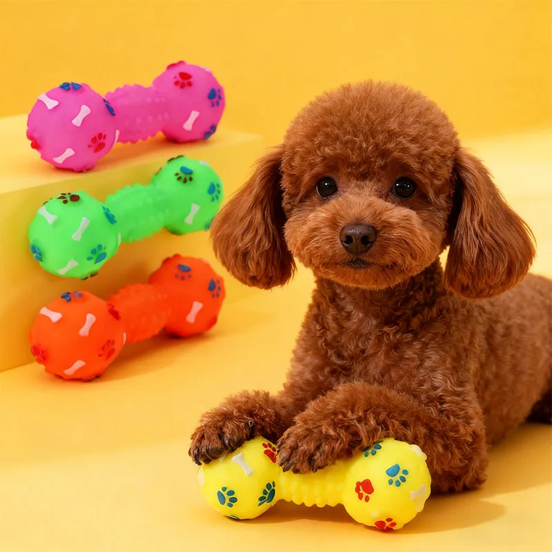 Interaktives quietschendes Glocken-Kauspielzeug für kleine Hunde – langlebige Zahngesundheits- und Trainingshilfe aus Gummi, zufällige Farbe, sicheres Zahnungs- und Spielspielzeug