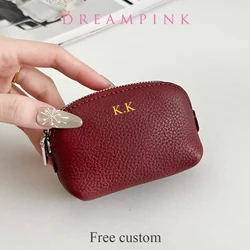 Portamonete piccolo in vera pelle di lusso con lettere personalizzate portachiavi con cerniera personalizza nome regalo Mini portafoglio per cambio rossetto