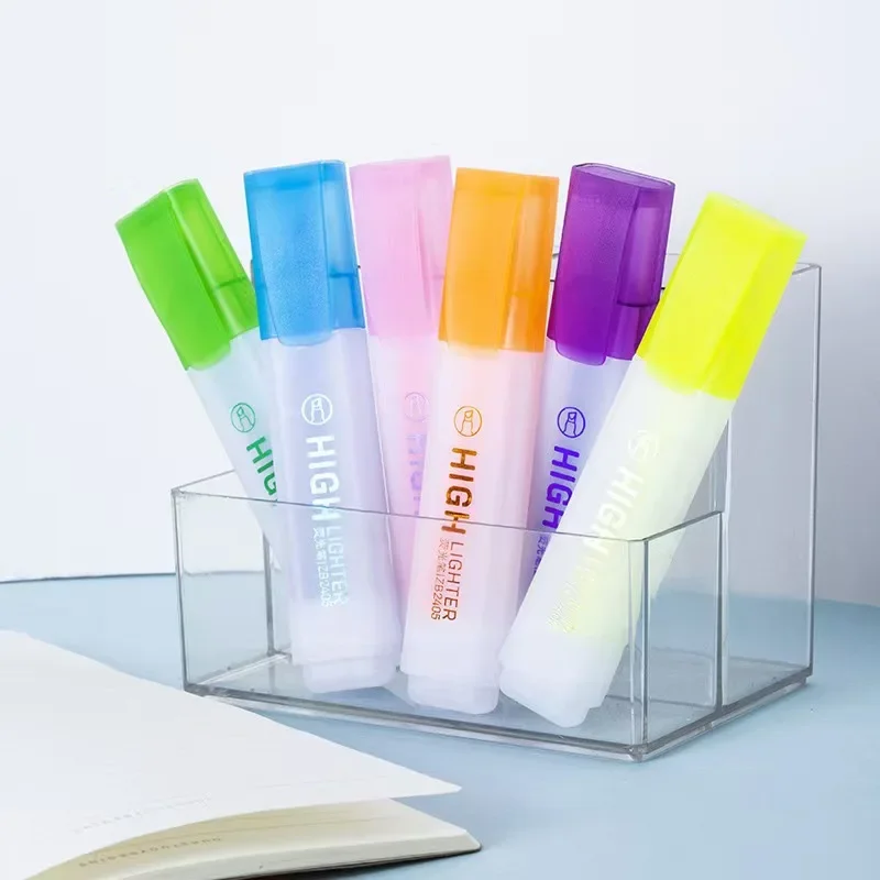 6-Color Fluorescent Highlighter Pens Set Large Capacity Colorful Drawing student DIY Scrapbooking Marking Pens