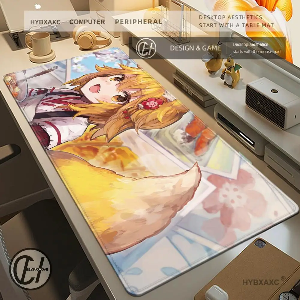 Anime The Helpful F-Fox Large Mouse Pad Cute Big Desk Pad Extended Gaming Keyboard Mat Large 90x40cm XXL Game Rubber Mouse Pad
