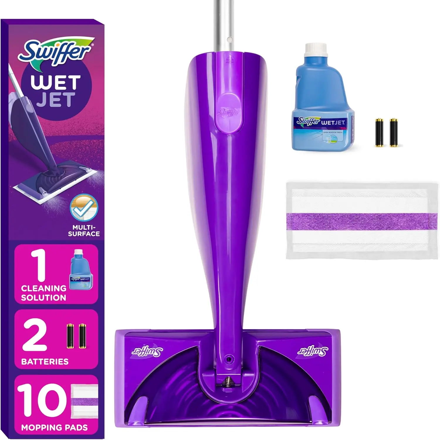

Electric Spray Mop Kit for Hardwood Floors with 10 Pads, Cleaning Solution & Batteries Included