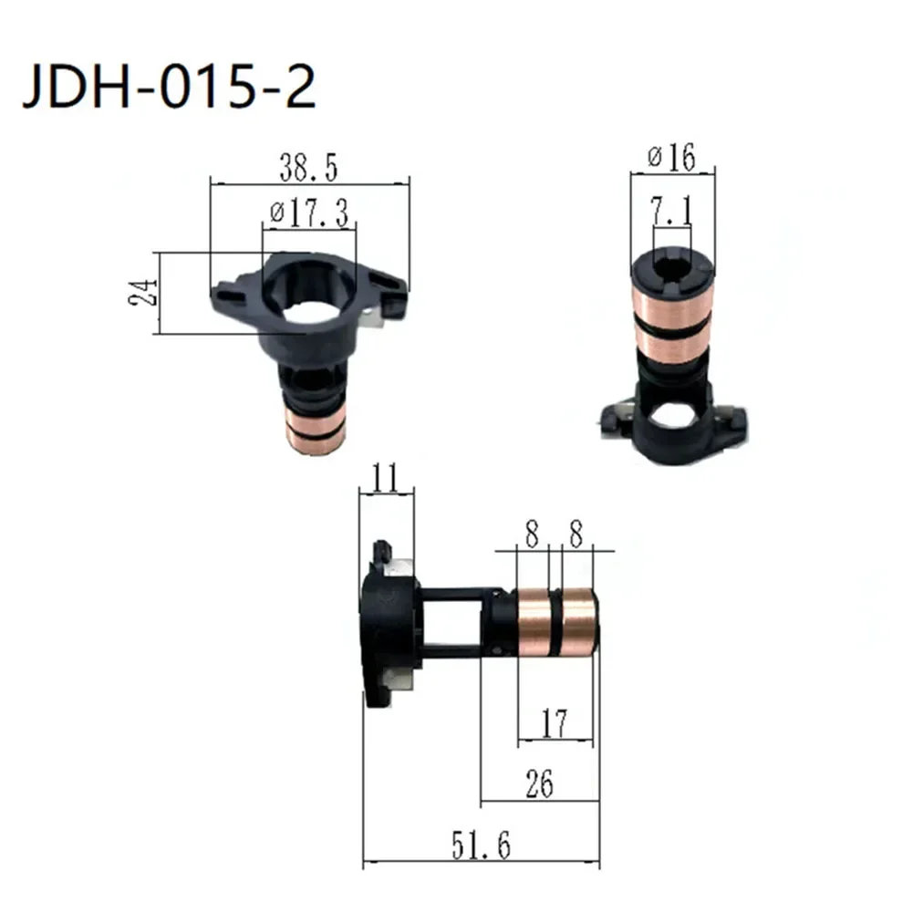 JDH-015-2 Generator Collector Copper Head Slip Ring Copper Ring 16x7.1x8(51.6) Mm 2Rings For DC Motor Electric Motor Collecting