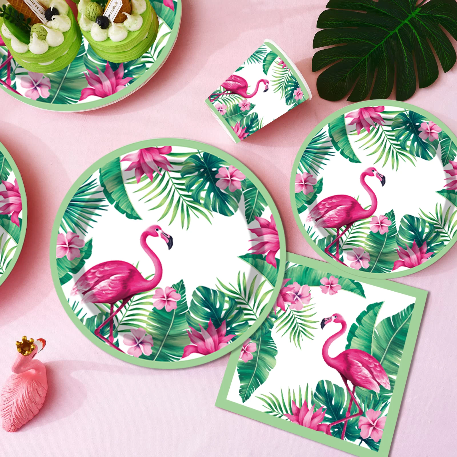 

New Flamingo Party Supplies Set Tropical Decorations for Girls Kids Birthday Summer Cutlery Paper Plates Disposable Tableware