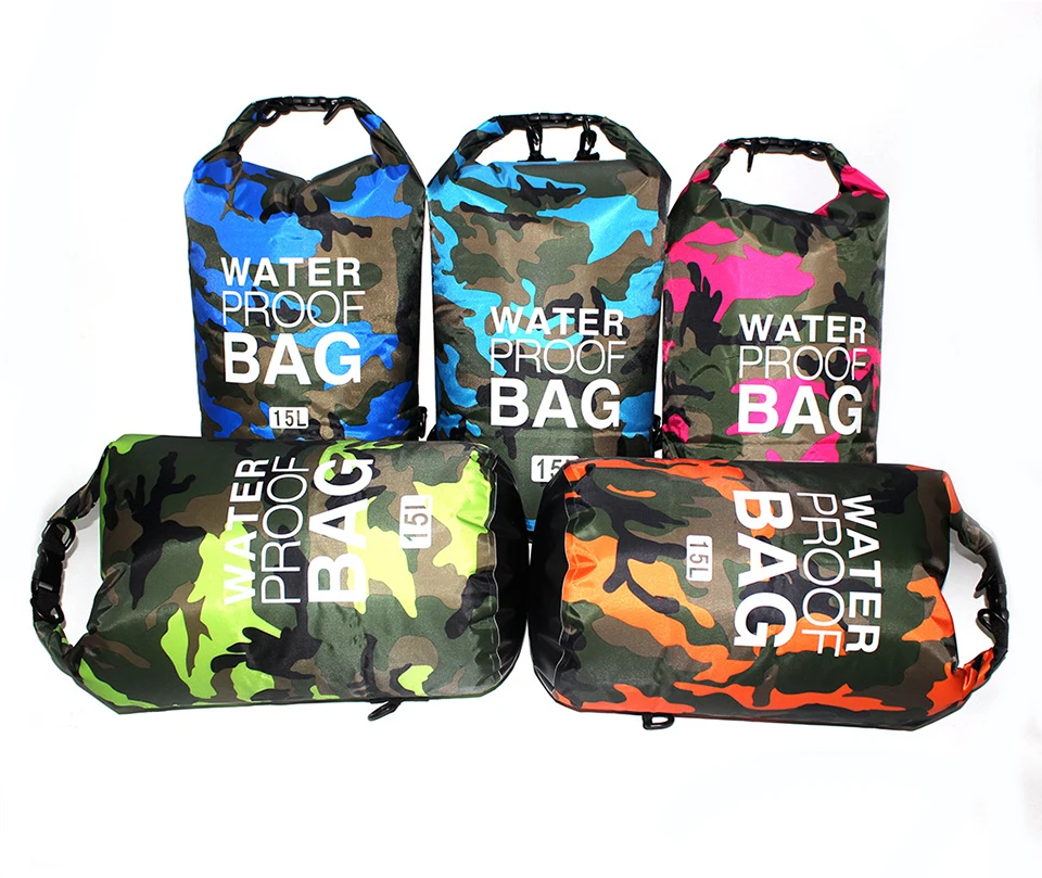 2/5/10/15/30L Outdoor Camouflage Wasserdichte Trockentaschen Tragbare Rafting Tauchen Trockentasche Sack PVC Schwimmtaschen für Flusstrekking – Detail 30