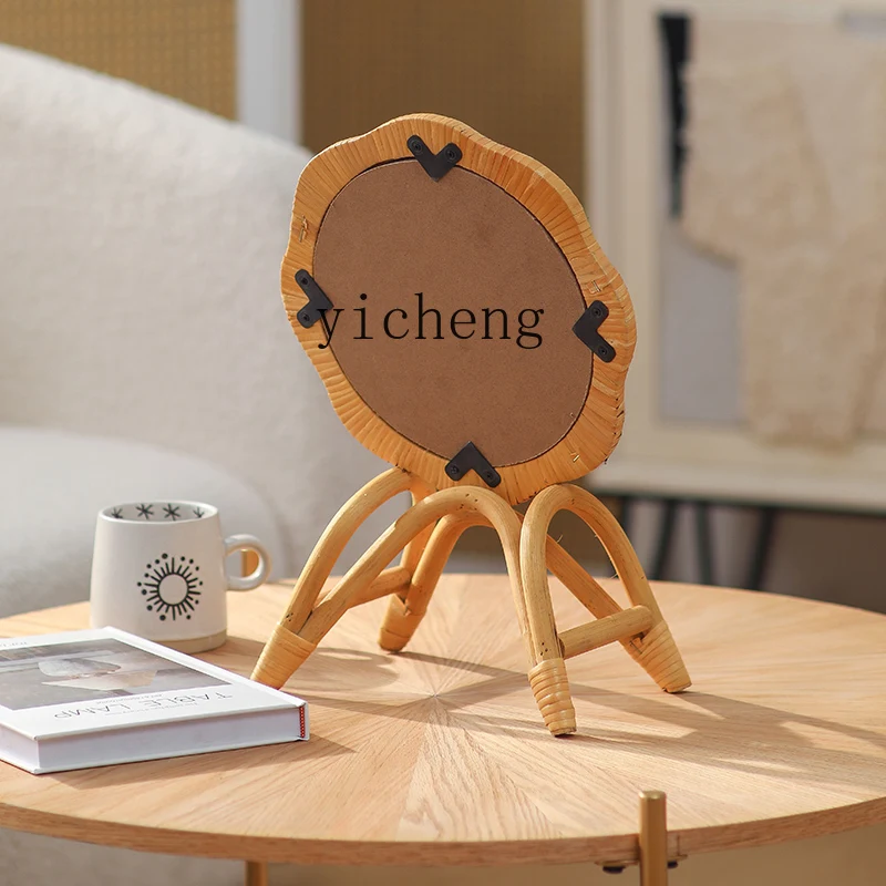 ZML makeup mirror Nordic ins home silent wind tabletop table decoration beauty mirror Maido weaving