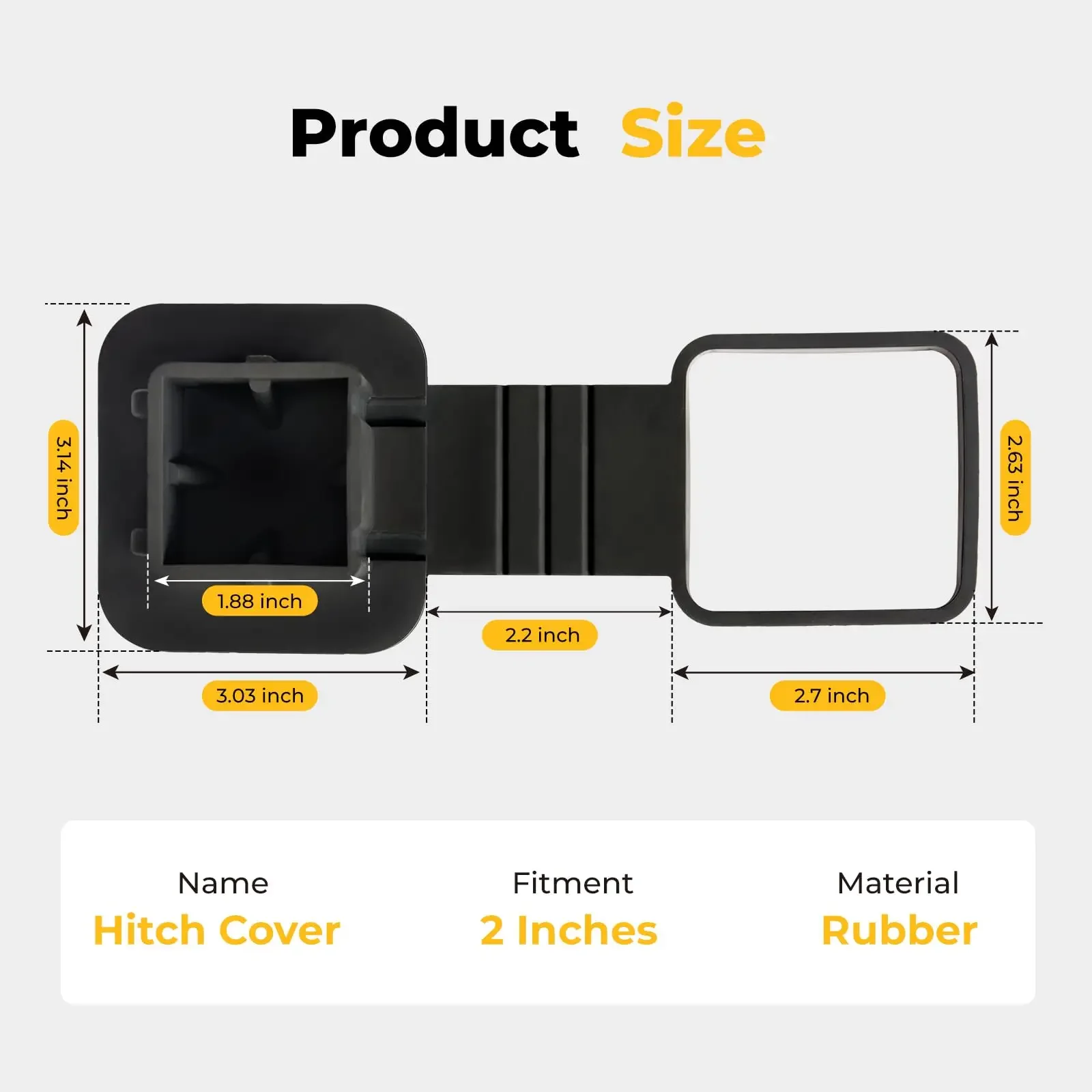 Trailer Hitch Cover 2 Inch Waterproof Universal Plug Tube Cap Protector for Towing Hitch Dust Seal Off Road Vehicle Accessory