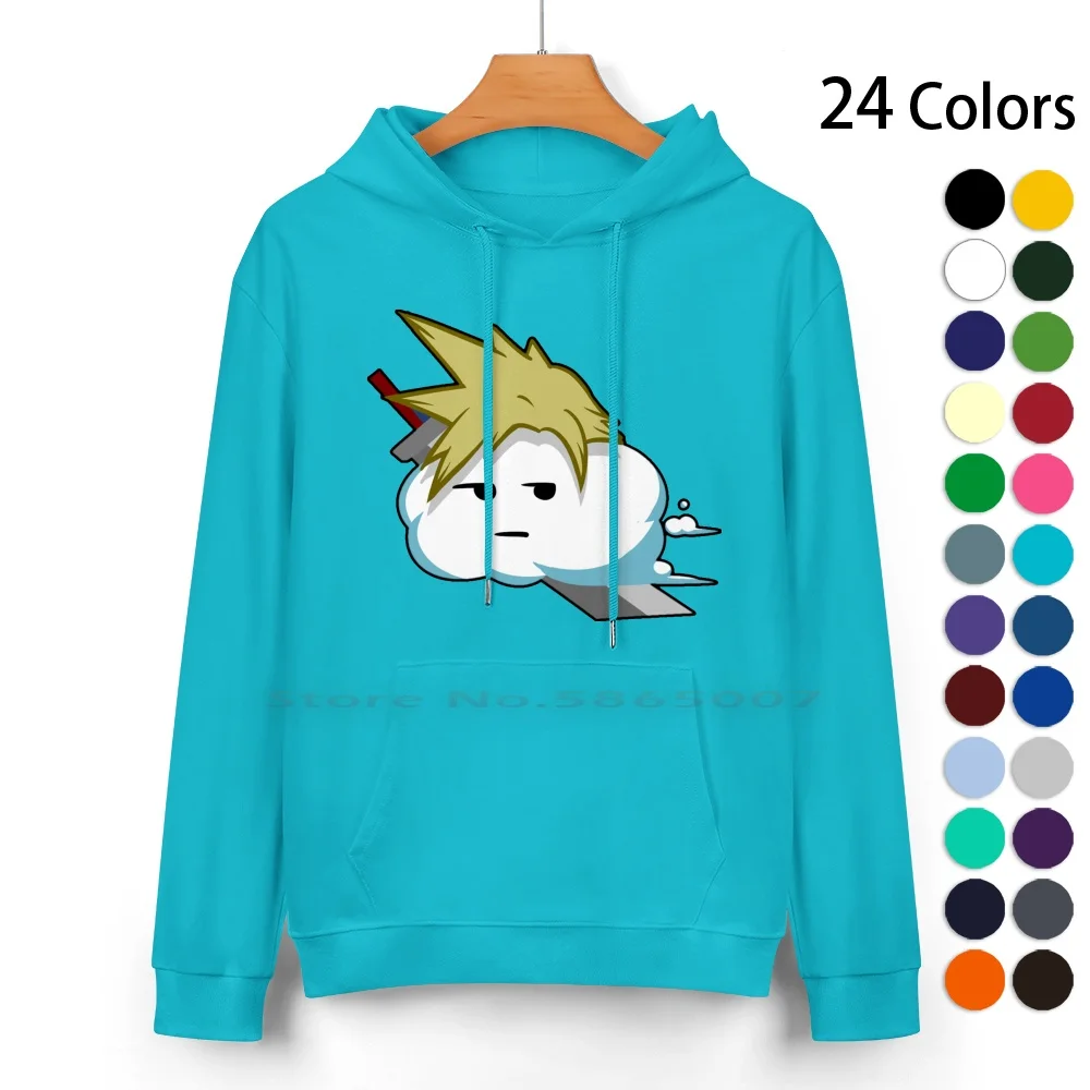 Cloud Puns! Pure Cotton Hoodie Sweater 24 Colors Cloud Sky Rain Sun Weather Puns Strife Final Fantasy Vii 7 100% Cotton Hooded