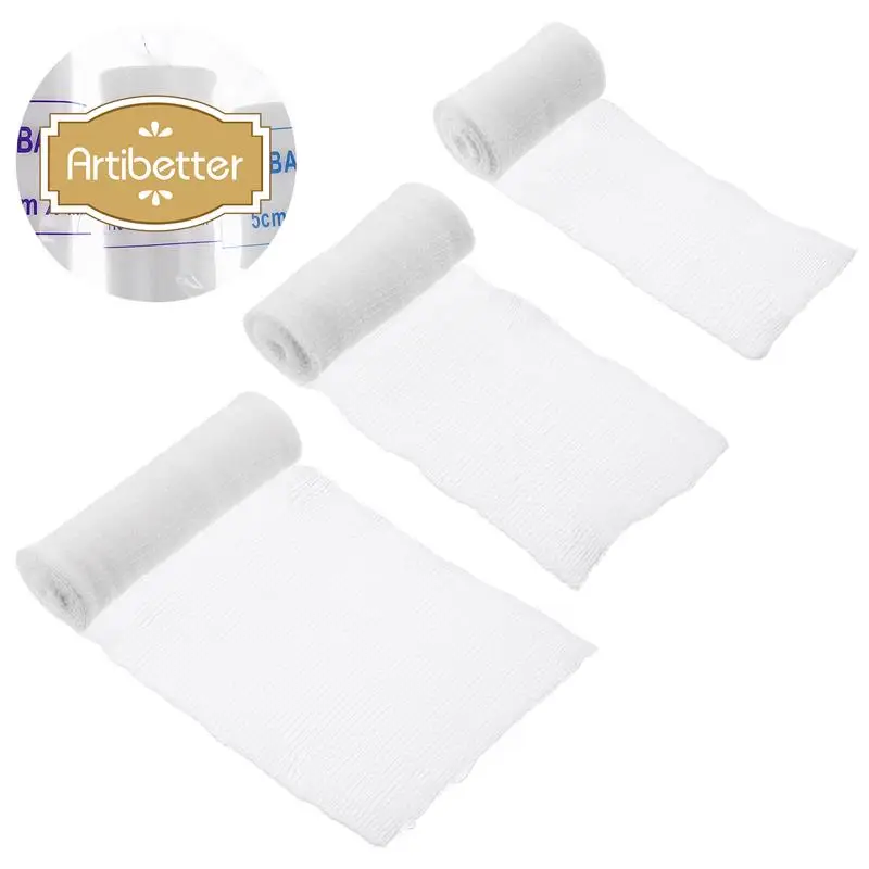 Bandages de gaze respirants, rouleau élastique, bandage de gaze, fournitures de sport, 3 rouleaux