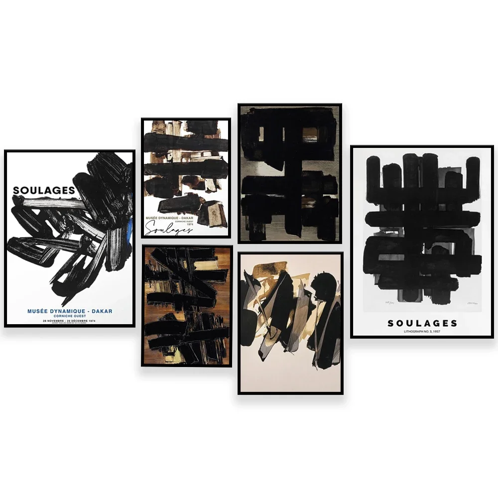 Canvas Paintings Pierre Soulages Exhibition Posters Museum Soulages Picture Prints Home Decor Wall Art