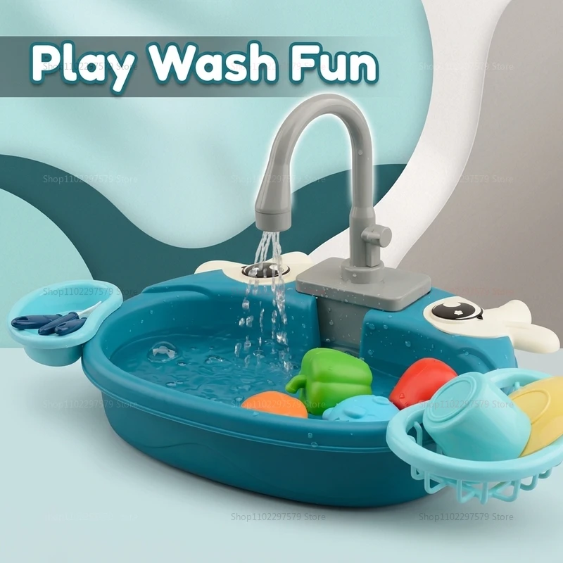 Toddler Interactive Water Play Sink Toy Electric Running Water Pretend Kitchen Playset Kids Housework Role Play Educational Gift - view 2