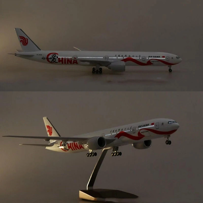 1/157 مقياس الطائرات B777 الهواء الصين نموذج الراتنج يموت الصب 47 سنتيمتر طائرة محاكاة لعبة الطائرات مع عجلة وأضواء مكتب الديكور