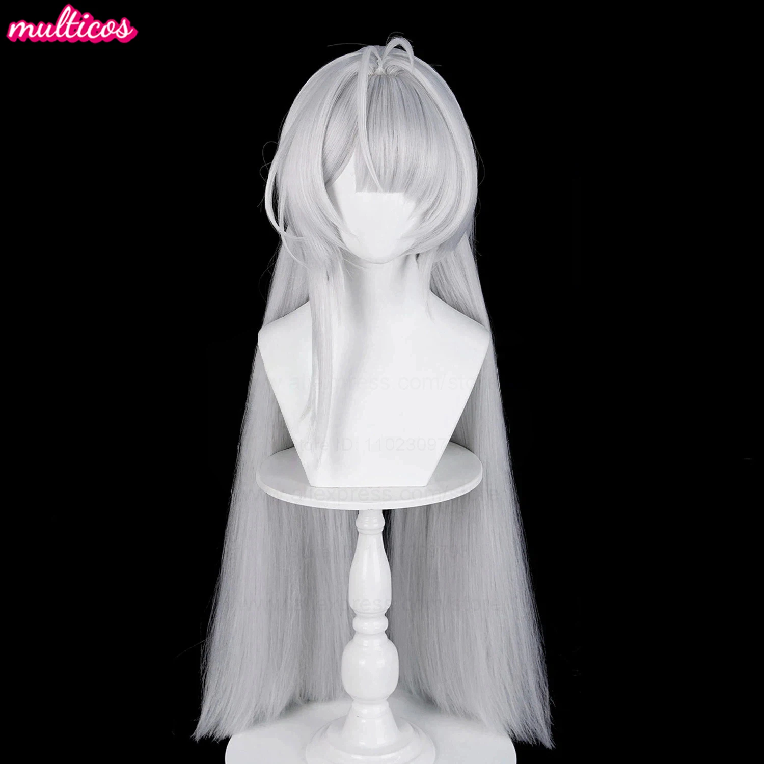 Game ZZZ Velina Cosplay Wig 70cm Long Mixed Silver Ponytail Heat Resistant Synthetic Hair Anime Wigs + Wig Cap