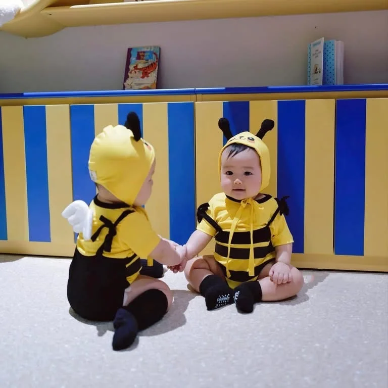 Ins Cute 3D Bee Infant Baby Costume Bodysuit Summer Onesie Jumpsuit Cotton High Quality Newborn 100 Days Birthday Photoshoot