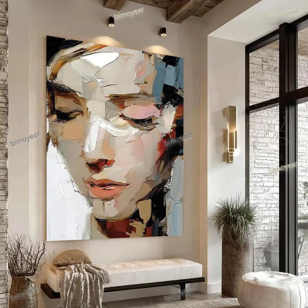 100% Hand-Painted Abstract Oil Painting On Canvas Blade coating texture portrait Mural Wall Art Picture Decor Home Living Room