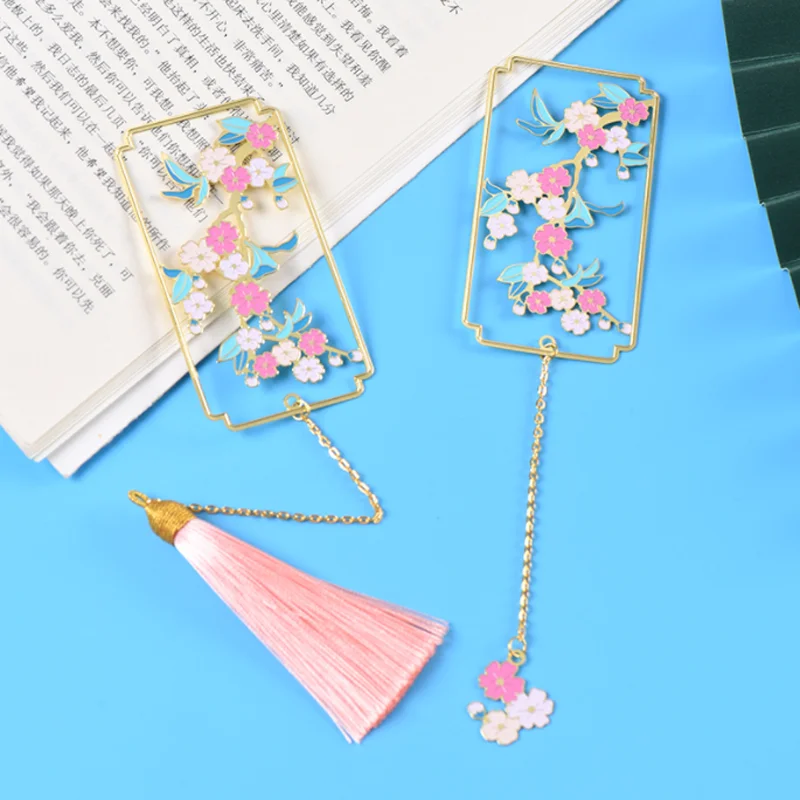 

Kawaii розовые цветы кулон закладка студенческий изысканный учебный офис портативные канцелярские принадлежности для чтения DIY металлические украшения поставки