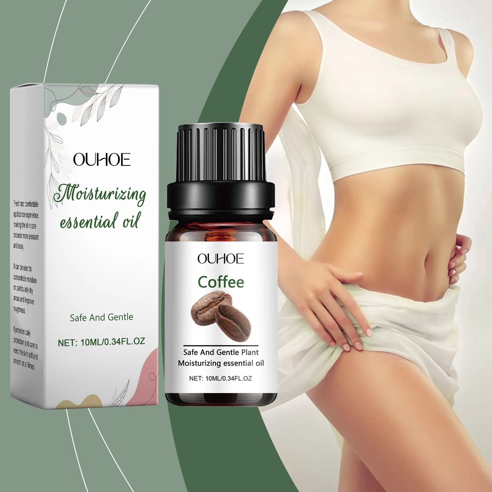 Coffee Moisturizing Essential Oil - 100% Pure Plant-Based Facial & Body Oil - 10ml/0.34oz - Safe for Sensitive Skin - Hydrating