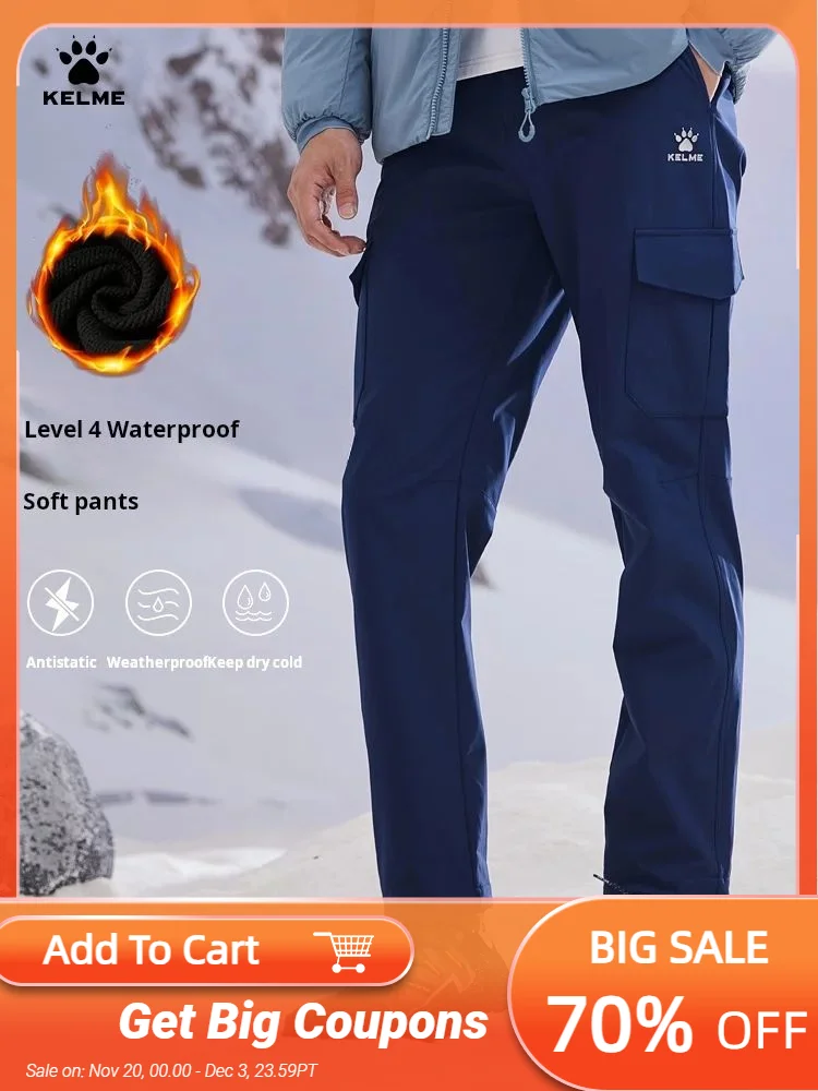 

Kelme Outdoor Soft Shell Work Pants With Winter Fleece Insulation Hiking Pants Windproof And Splash Proof Assault Pants