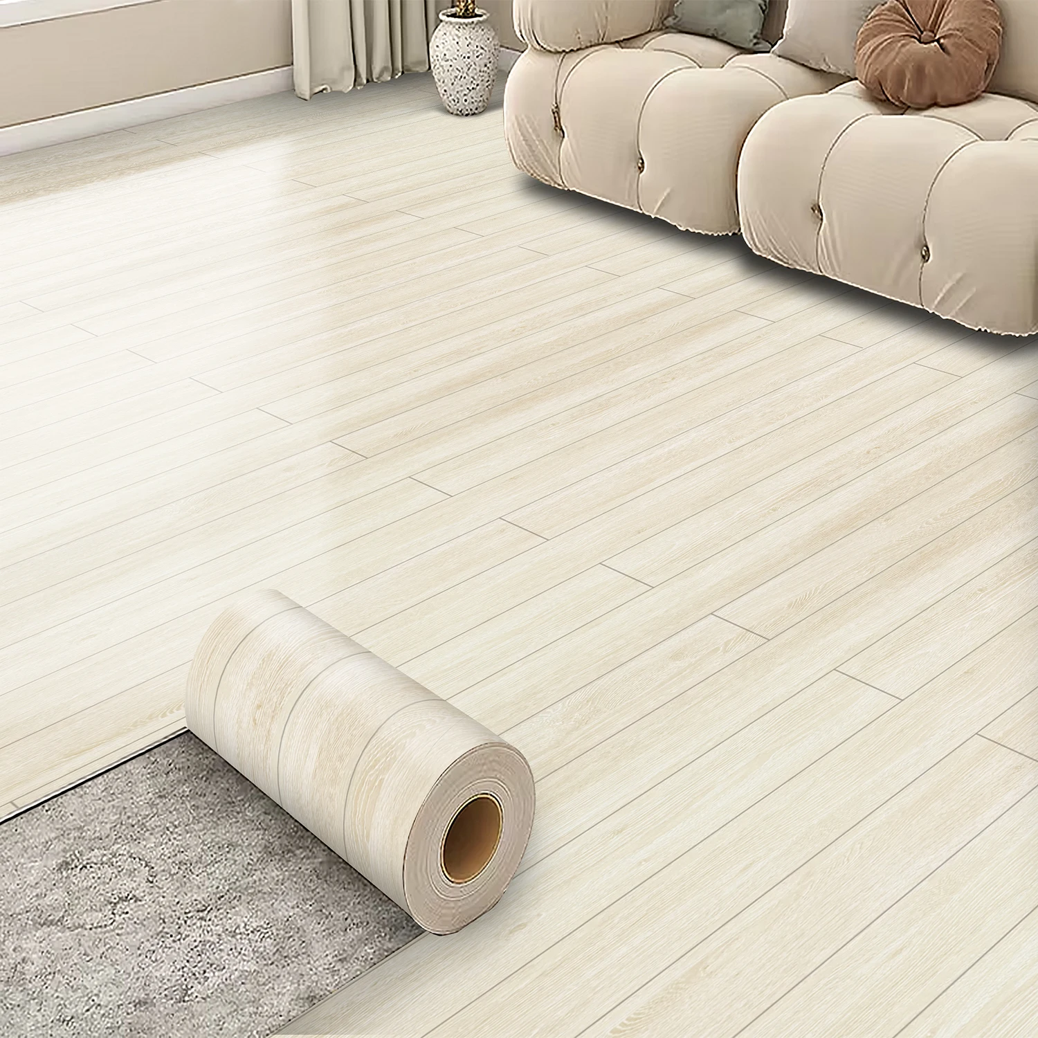 Wood-Grain Anti-Slip PVC Vinyl Flooring Suitable For Living Room Bedroom And Renovating Old Floor Ideal For DIY Home Decor.