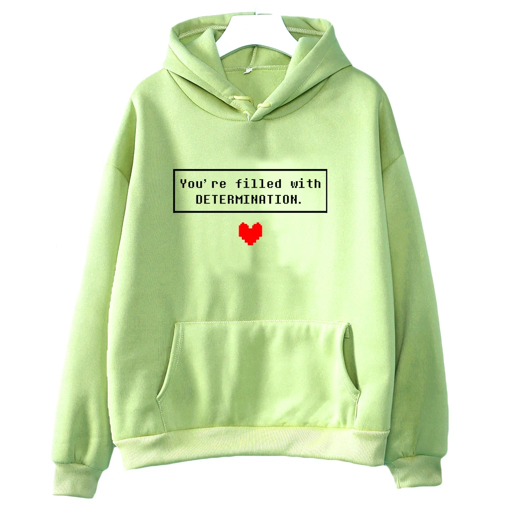 Undertale Game Hoodies You\'re Filled with Determination Sweatshirt Heart Graphic Printed Pullovers for Women Korean Fashion Tops