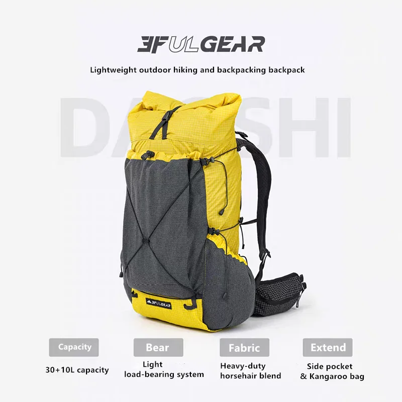 Sac à dos de randonnée 3F UL GEAR Mentor 30+10L - Sac à dos léger extensible pour la randonnée et les voyages