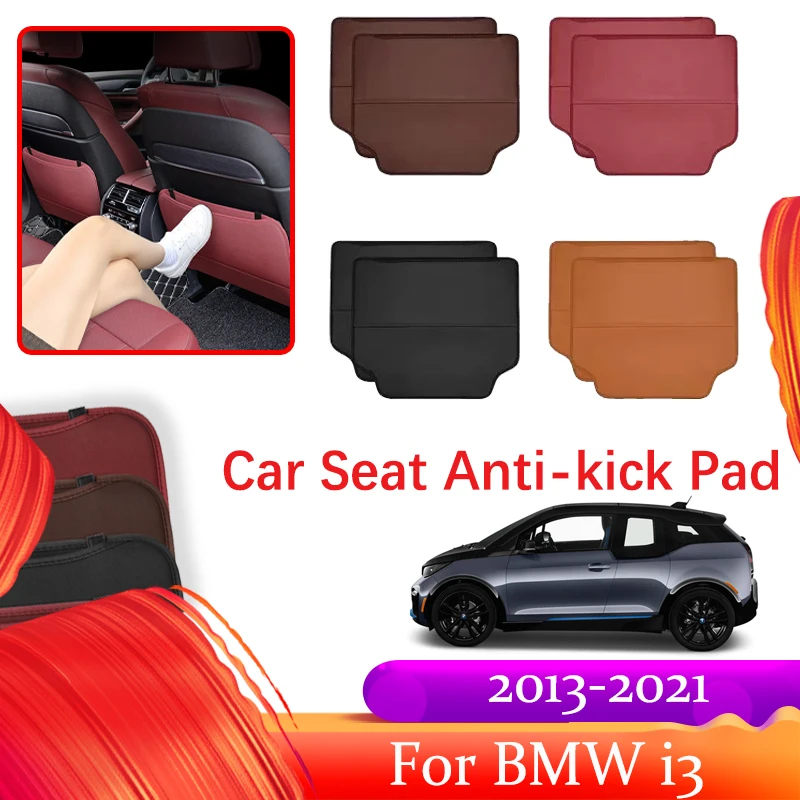 

2PCS Car Seat Back Protector Cover For BMW i3 I01 2013-2021 Anti Kick Mat Storage Bag Pocket Carpet Leather Pad Auto Accessories