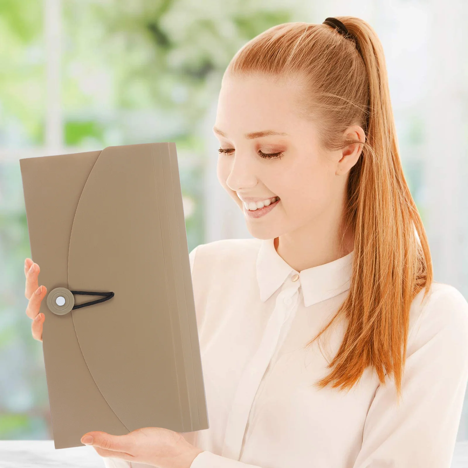 13 جيوب من البلاستيك مجلد ملفات قابل للتوسيع منظم مستندات مقاوم للماء مجلد الأكورديون المحمول مع تسميات ملونة مادة Pp #4