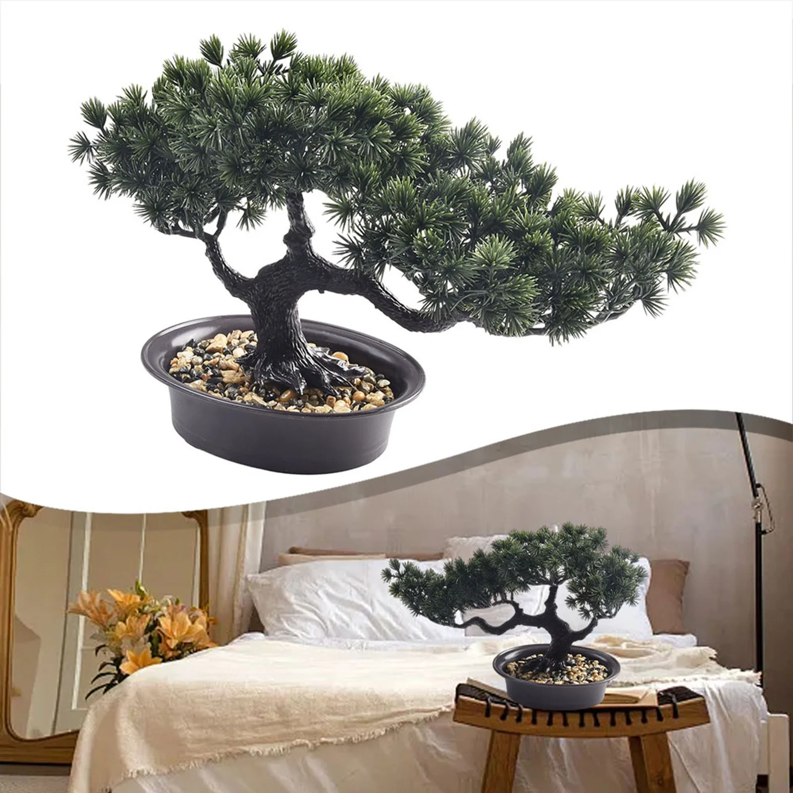 Office Artificial Plant Pine Tree Realistic Looking Simulation Artificial Bonsai For Home Brand New High Quality.