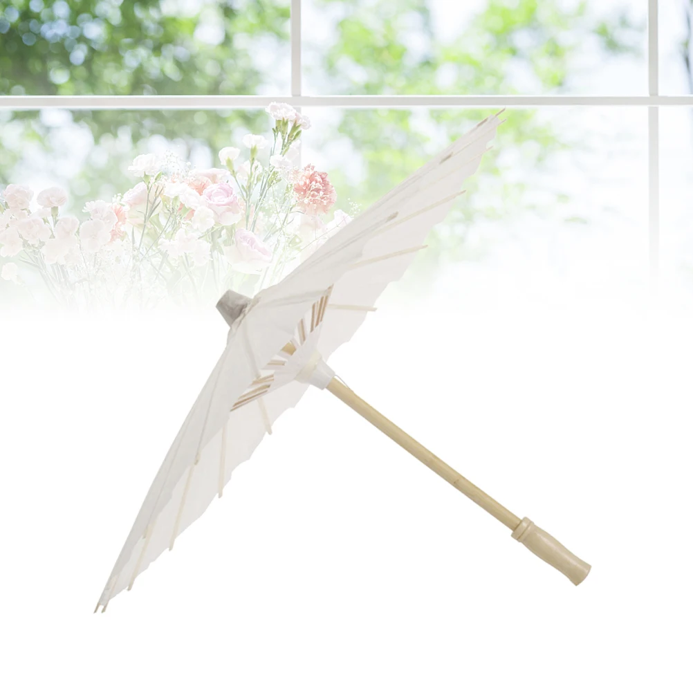 

2Pcs Children Dance Umbrella Paper Parasol Rainproof Wedding White Bride Decorative Party DIY Craft Accessories