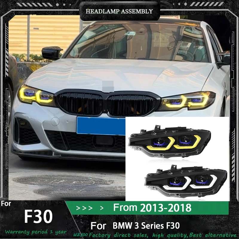 

Фары в сборе для BMW 3 серии F30, фары 2013-2018, системы освещения, белый и желтый DRL 318i 320i 330i M340i