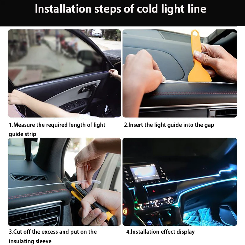 Tira de luces LED para iluminación Interior de coche, cuerda de alambre de decoración automática, luces de neón flexibles con ambiente de unidad