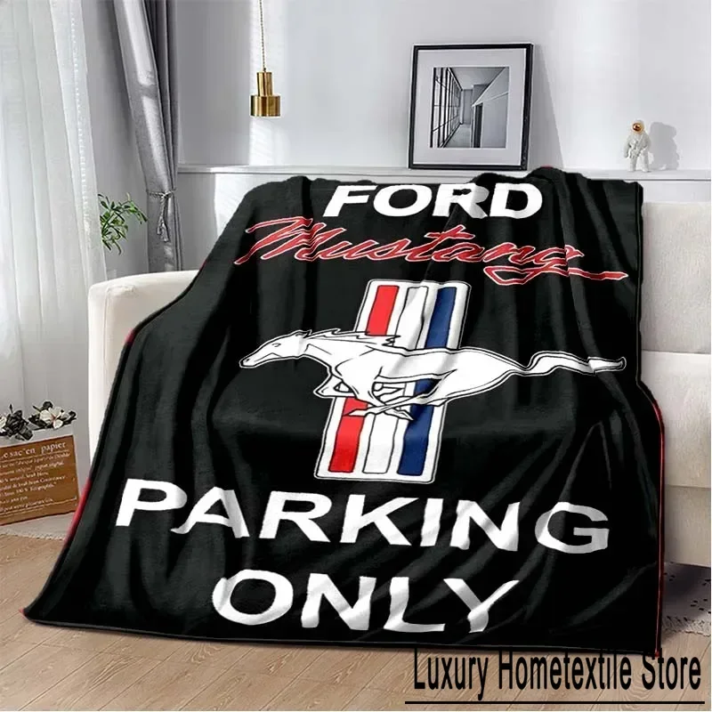 Fashionable M-Mustang Motors logo pattern sports car style blanket sofa bed decoration plush blanket outdoor portable blanket