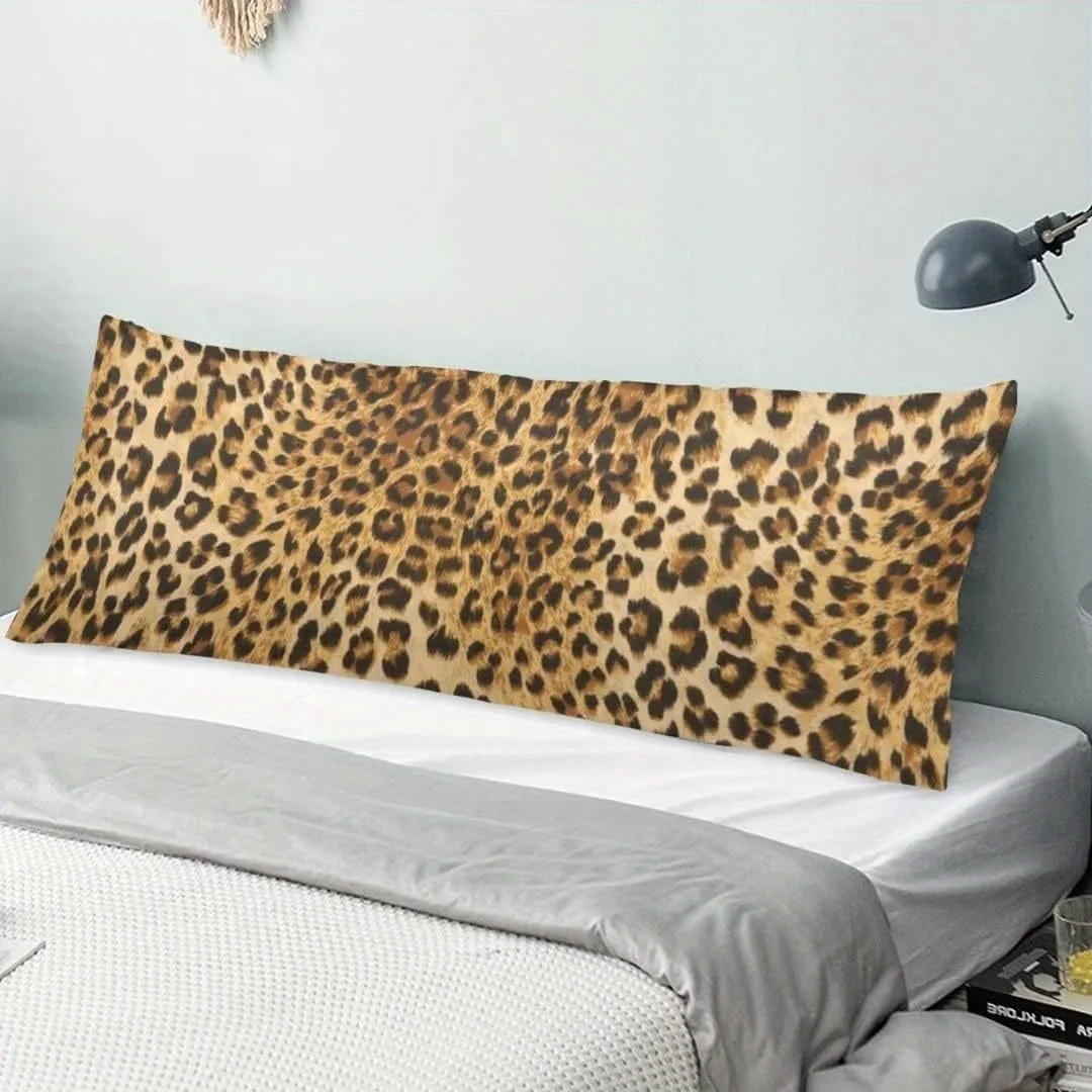 

Leopard Print Body Pillow Wild Animal Tiger Skin Texure Wildlife Soft Cushion Long Pillowcase Zipper Decorative Polyester Fabric